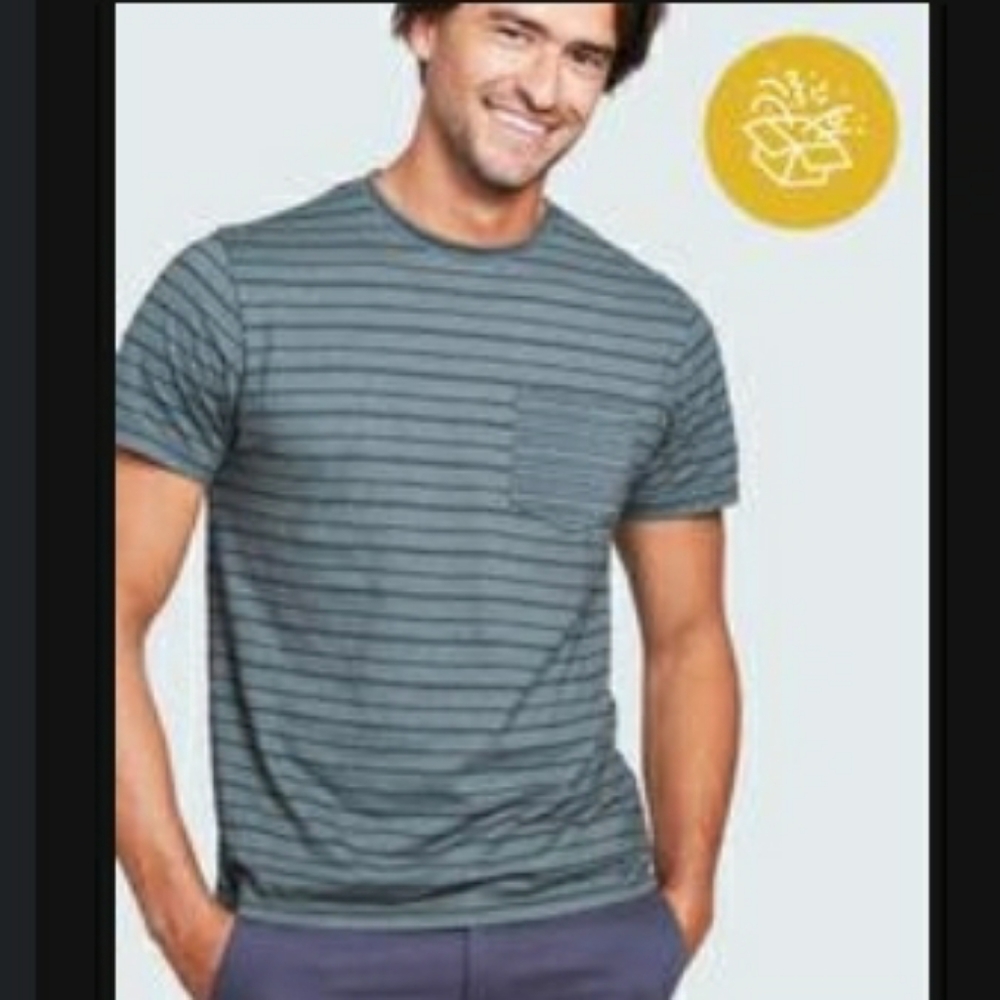 United By Blue Striped Pocket Tee Large NWT